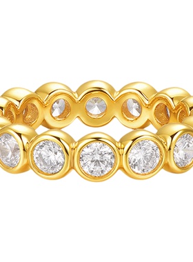 【明星同款】sunshifen Stack系列包镶圆钻锆石戒指叠戴轻奢礼物