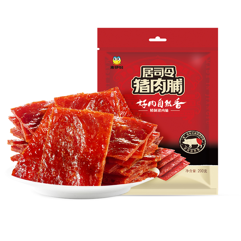 来伊份居司令猪肉脯手撕肉脯高蛋白猪肉干靖江猪肉脯约15g*14袋