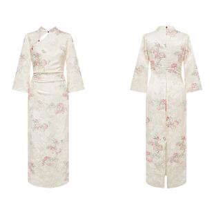 贰羊设计【现货7折】【锦香囊】温婉书香气盘扣立领印花改良旗袍