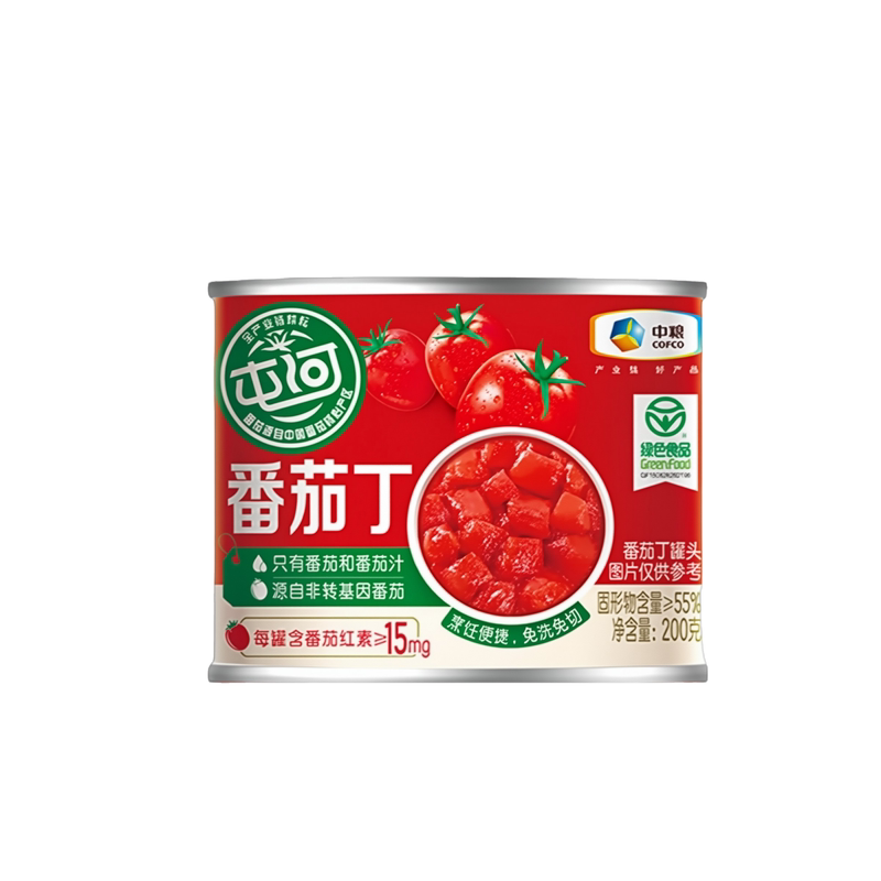 中粮屯河番茄丁内蒙新疆番茄罐头健康西红柿块自然成熟家用酱切块