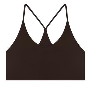 歌力诺运动美背心一体咖色内搭内衣女吊带挂脖式带胸垫瑜伽文胸罩