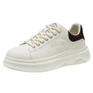 海澜之家秋季男鞋2026新款潮流百搭休闲皮面板鞋男厚底增高小白鞋