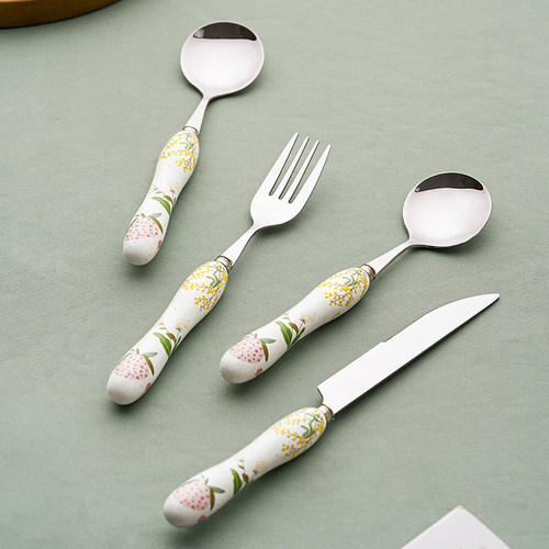 西比尔304不锈钢勺子西餐餐具刀叉勺家用高颜值小清新饭勺甜品叉