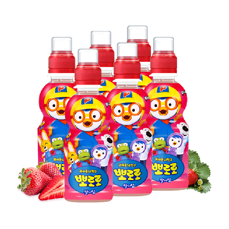 啵乐乐草莓味果汁饮料235ml×6瓶