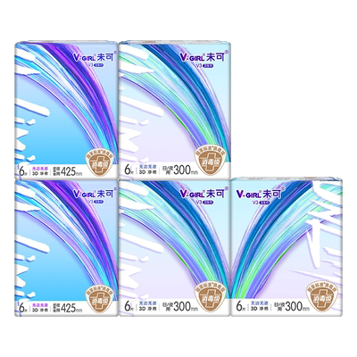 【百亿补贴】V-GIRL未可消毒级卫生巾干爽日用夜用组合装姨妈巾