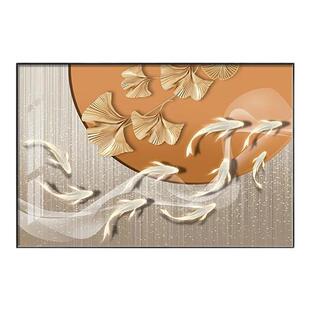 客厅装饰画单副横向餐厅吃饭厅挂画玄关鞋柜横版餐桌壁画高档鱼