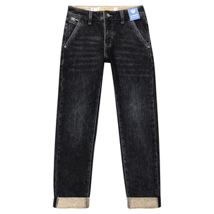 黑灰色牛仔裤男秋冬款九分裤高端潮牌黑色复古弹力修身小直筒长裤