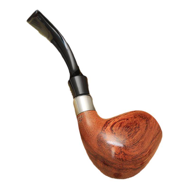 木香花梨木弯斗手工弯柄实木弯式烟斗弯嘴9mm滤芯入门斗 送10件套