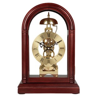 欧式机械座钟家用复古装饰摆件客厅仿古全铜机芯坐钟中式摇摆钟表