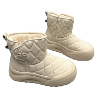 真皮女鞋厚底加绒保暖雪地靴2025冬新款加厚防水大棉鞋面包短筒靴