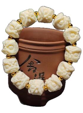 象牙果舞狮手串搭配金珠狮子头醒狮手链情侣星月金刚菩提配饰文玩