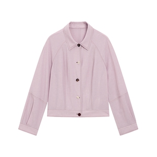 KBNE粉色薄款小个子休闲短款外套女2026夏季新款宽松气质亚麻夹克