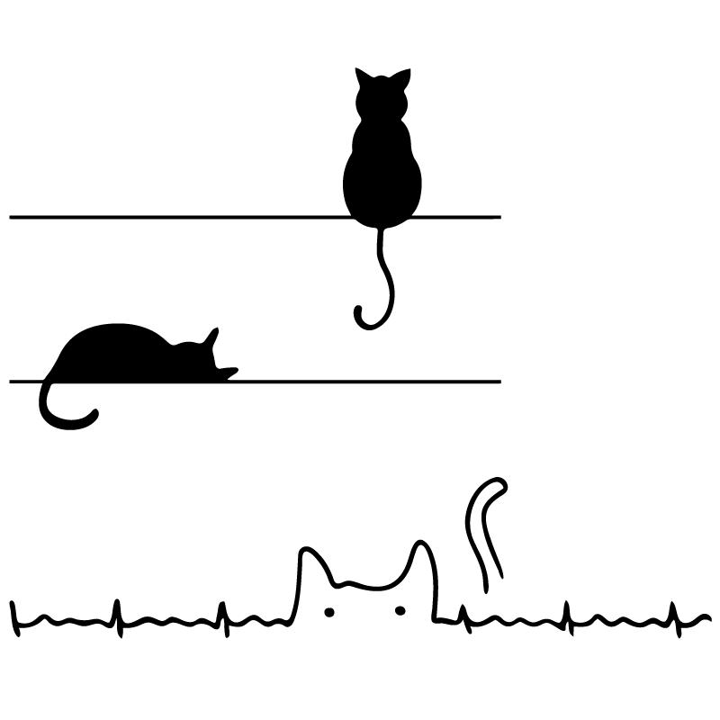 简约创意猫咪玻璃门防撞装饰贴