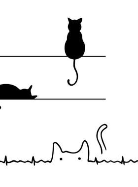 简约创意猫咪玻璃门防撞装饰贴