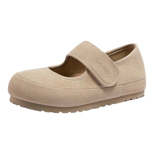 骆驼女鞋2026春季新款休闲复古包头款勃肯鞋女复古鞋平底圆头单鞋