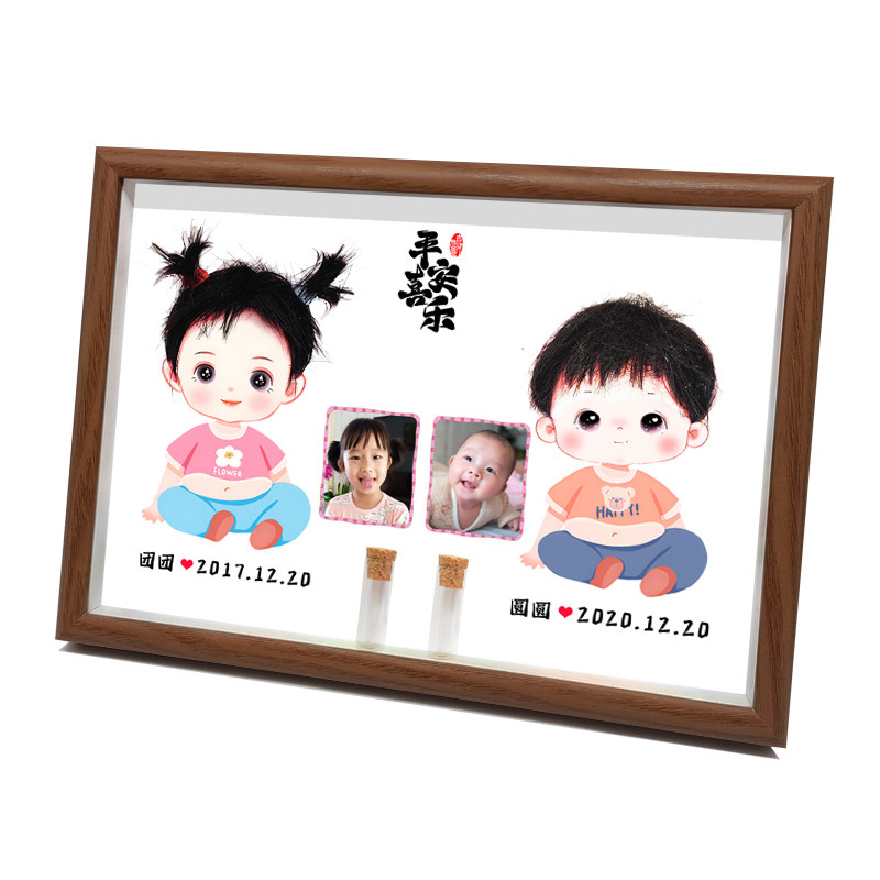 宝宝胎毛纪念品制作婴儿胎发收藏保存相框diy自制作diy创意摆件