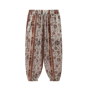 布丁哈鲁童装夏装女童洋气裤子2026夏新款儿童百搭复古民族风长裤