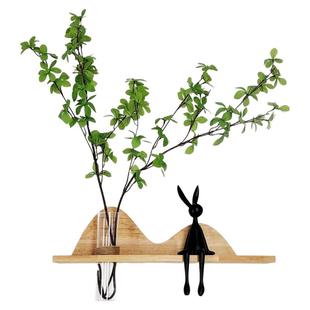 实木壁挂式花瓶上墙面花器水培绿植免打孔客餐厅沙发背景玄关装饰