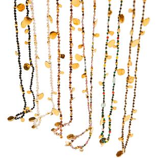 希腊Mary Gaitani小众手工锤痕项链合集金币黄铁矿不可调节锁骨链