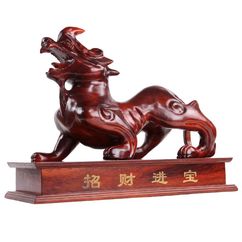 红木招财貔貅摆件动物风水工艺品