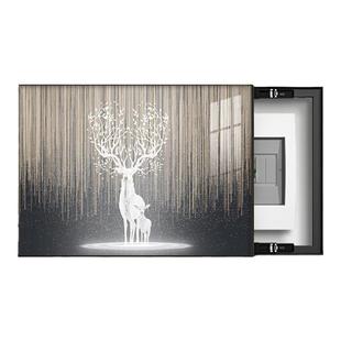 现代简约电表箱遮挡盒装饰画免打孔福鹿寓意好轻奢弱配电箱电闸