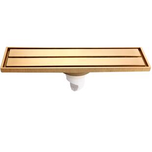 潜水艇地漏加长卫生间长条淋浴房精铜防臭长方形加大排量地漏金色