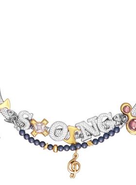 星星项链女diy锆石字母锁骨链