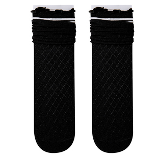 袜子女夏季薄款中筒袜miu系配芭蕾风鞋子长袜黑白色花边jk堆堆袜