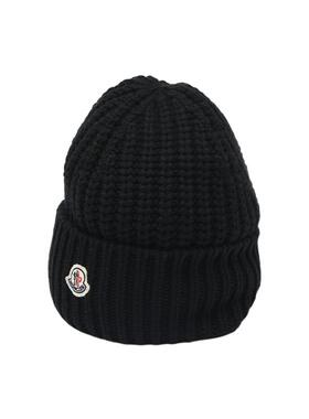 【自营】Moncler/盟可睐女士羊毛羊绒LOGO徽标针织帽绒线帽子