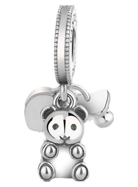 奶嘴小熊吊坠纯银手链散珠饰品女