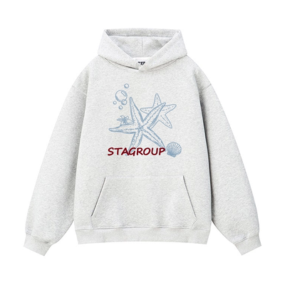 STA旗舰店美式潮牌小众设计连帽卫衣男女秋冬季重磅纯棉灰色外套