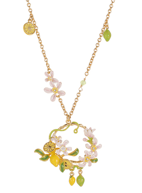 清新时尚柠檬白花圆环项链