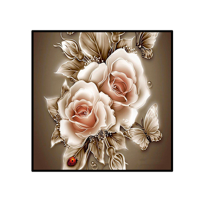 花卉钻石画香槟玫瑰蝴蝶餐厅满钻