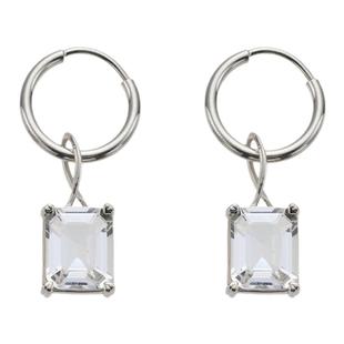 【限时四折秒杀】SOFT ROOM挂环天然白水晶耳环圈圈小众设计礼物