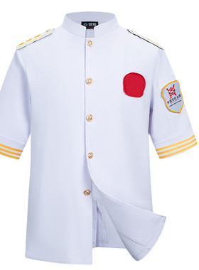 中国烹饪大师白色立领厨师服