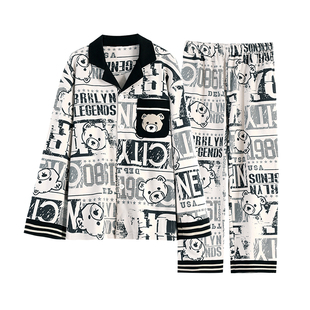 儿童睡衣男童春秋季薄款纯棉男孩长袖青少年开衫中大童家居服套装