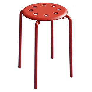 塑料凳子可叠放圆凳家用结实收纳凳子轻奢高级感不锈钢待客备用凳