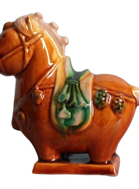 唐三彩小马摆件创意家居装饰品