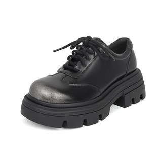 达芙妮乐福鞋女冬季2026新款厚底增高小皮鞋英伦风单鞋秋冬德比鞋