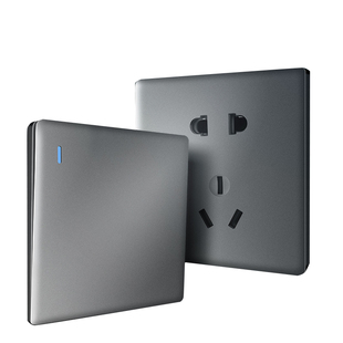 86型暗装家用墙壁灰色开关插座面板电源一开带5五孔USB多孔套餐