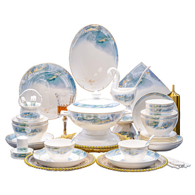 碗盘套装家用新中式风陶瓷餐具