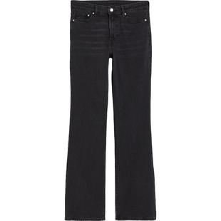 HM女装牛仔裤微紧身牛仔裤复古修身高腰微喇潮流简约长裤1198343