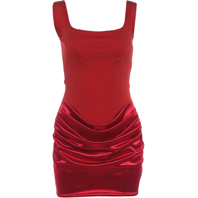 WEIRDPUSS朱砂红情轻熟风连衣裙