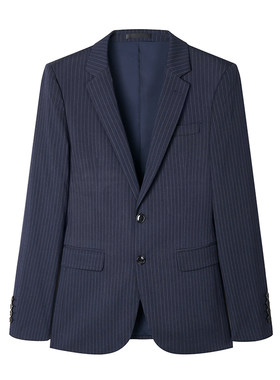 powo新郎结婚礼服韩版条纹正装