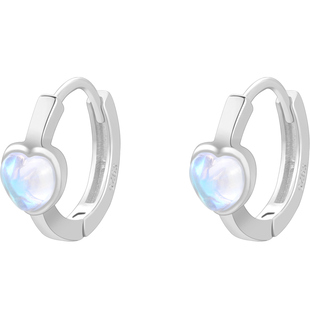 925纯银月光石耳圈小耳圈女春夏气质轻奢高级感2025年新款潮耳饰
