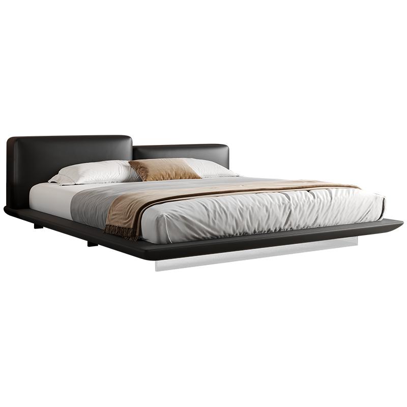 乔登意式轻奢豪华高级真皮主卧床头层牛皮悬浮床高端大气2024新款