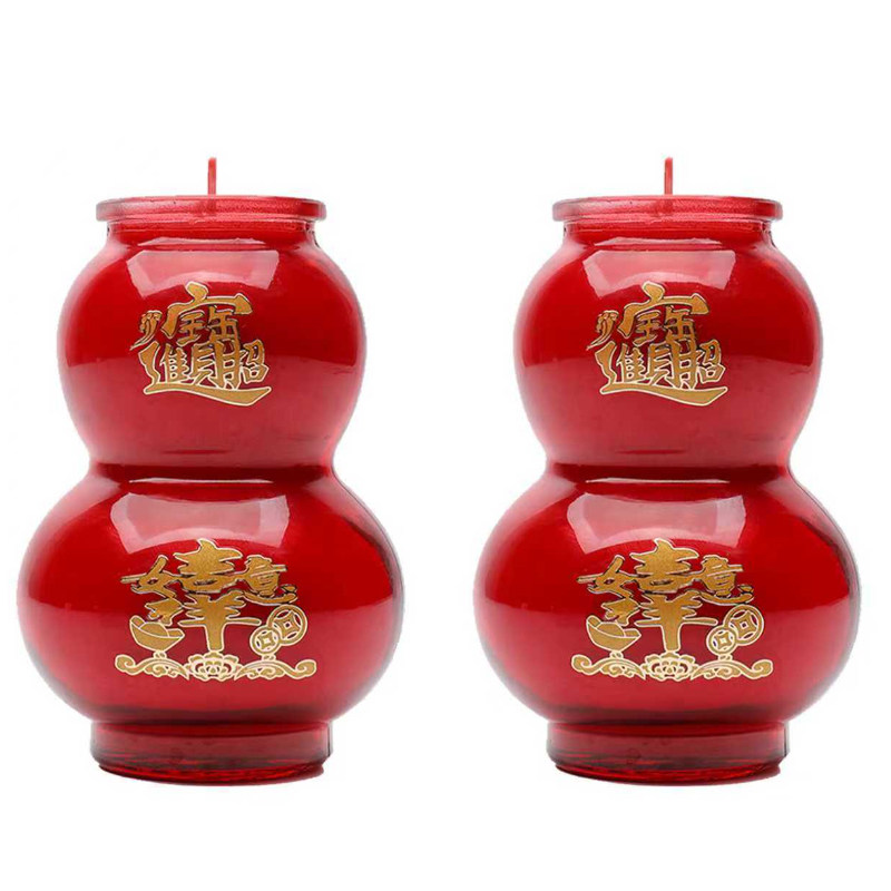 春节喜庆红色葫芦供财神佛堂烛
