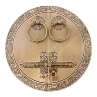 中式仿古纯铜大门门栓复古木门门锁明插销铜拉手双开门纯铜门把手