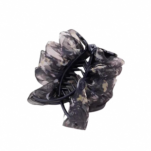 新款高级感雪纺皱抓夹褶皱款气质百搭网纱款简约优雅丸子印花发夹