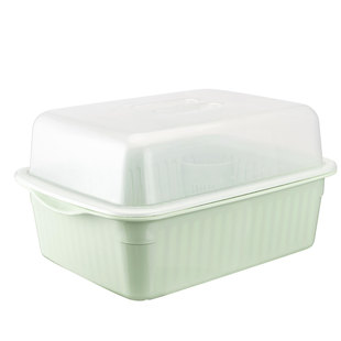 ASVEL 日本进口银离子抗菌沥水架厨房碗碟筷滤水篮水槽带盖收纳盒